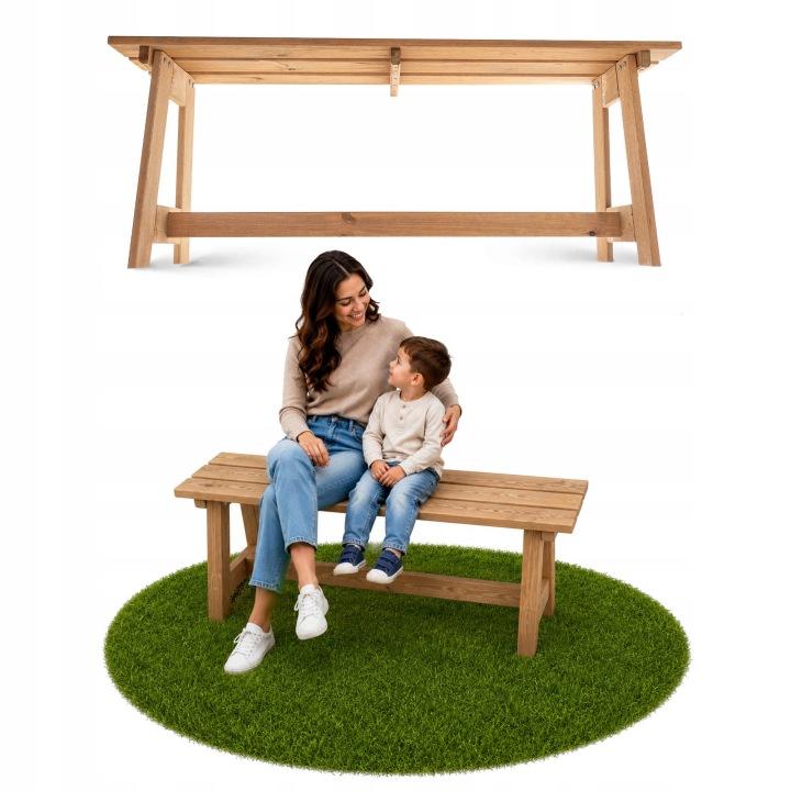 Dřevěná Parková Zahradní Lavička Bez Opěradla 119 CM Terasová Lavička Pevná