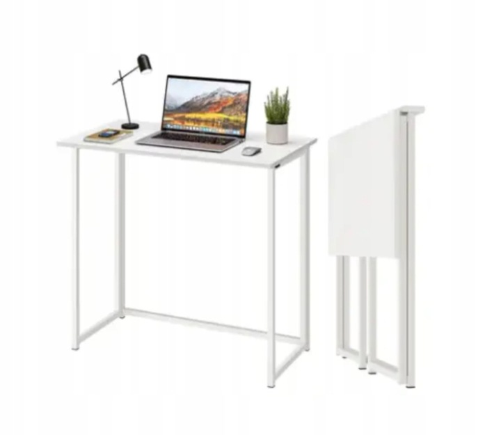 Obdélníkový psací stůl Dripex 80 x 45 x 74 cm, bílý, skládací, bez montáže