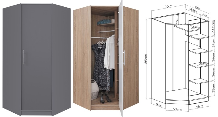 Однодверна шафа кутова з колекції Smart SR4 антрацит — фото 10