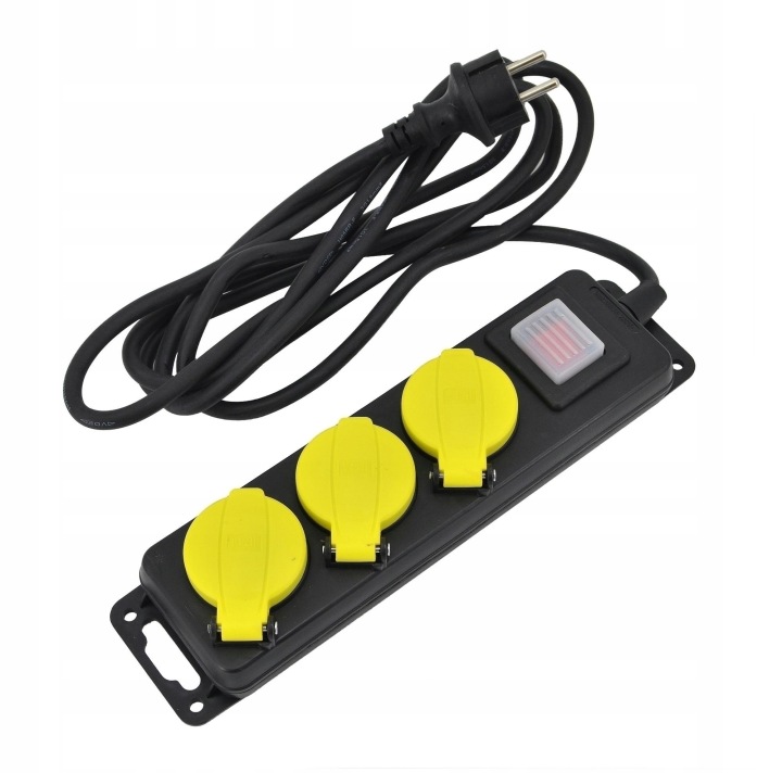 Prodlužovací Kabel s uzemňovacími klapkami a vypínačem IP44 3x1,5 mm 5 m
