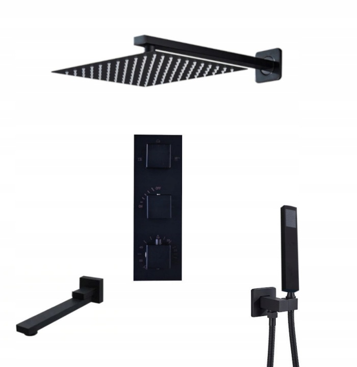 Podomítkový Set Termostat Vývod Černý Mat 30 CM