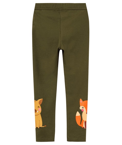 Leginsy dziecięce wadera bawełnane khaki-1/2 — фото 2