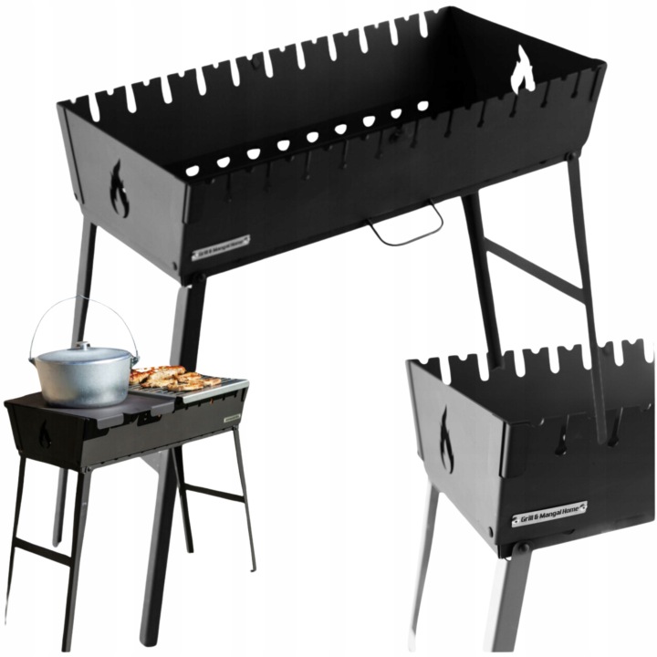 Mangal Grill Kufr na 10 špízů Pouzdro Uhlíkové Skládací Kovové 2 mm