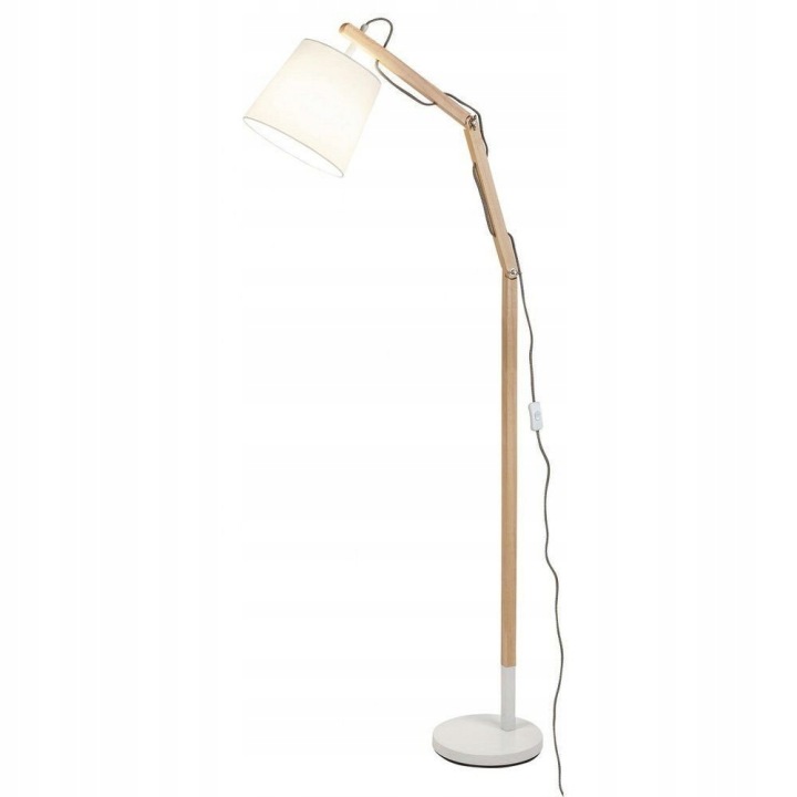 Skandinávská dřevěná stojací lampa s stínítkem