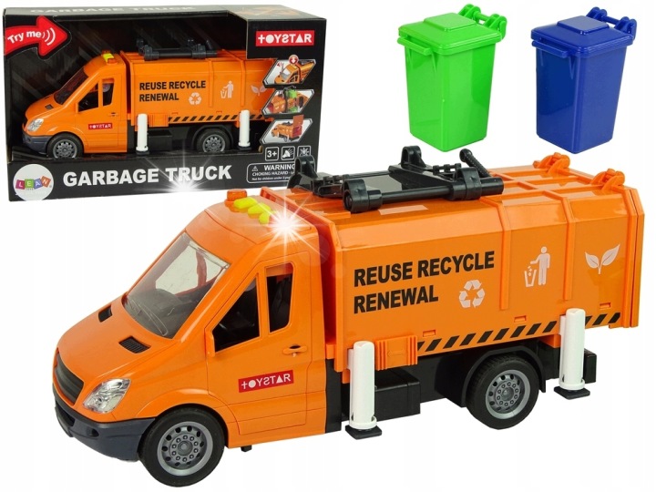Сміттєвоз Привід Інерційним Ефекти Звукові Помаранчева Lean Toys Іграшки