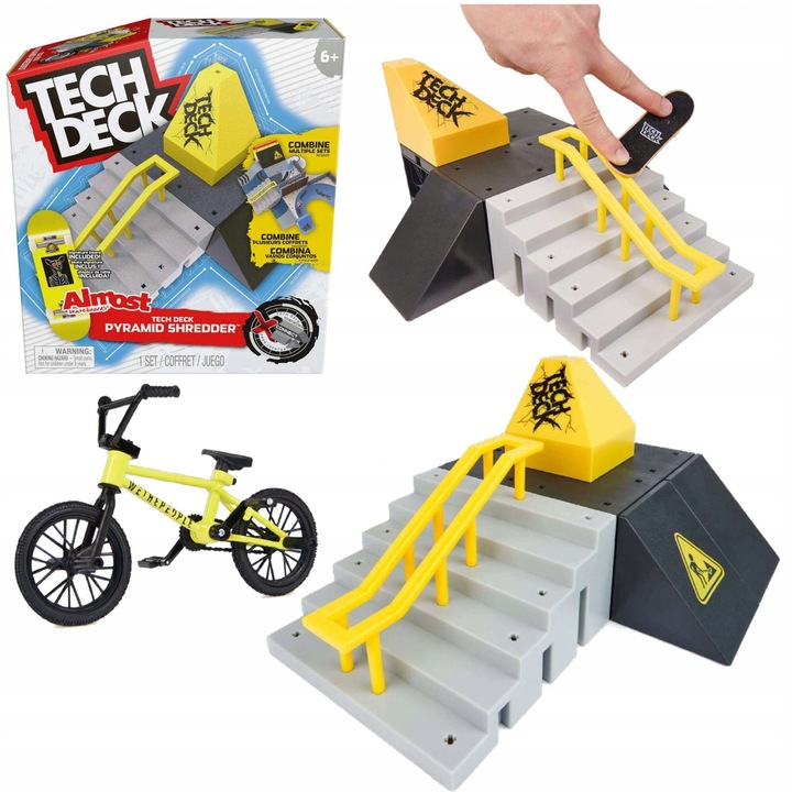 TECH DECK ZESTAW PYRAMID RAMPA DESKOROLKA FINGERBOARD I FINGERBIKE BMX