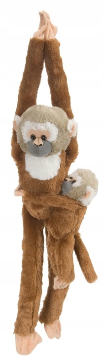 Wild Republic 51 см Підвісний Squirrel Monkey Мама з Baby Чорний and Білий