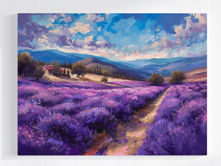 Plakát Krajina Hory Pole Levandule Květiny 100x75