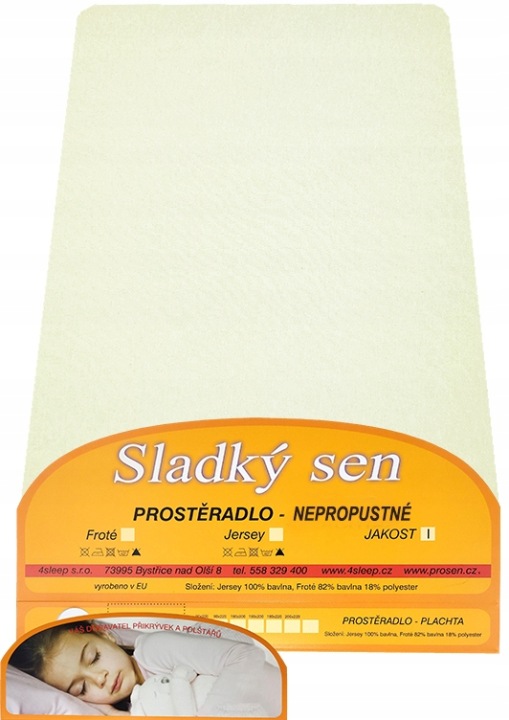 Nepropustné Jersey prostěradlo s gumičkou 180x200 2 smetanové