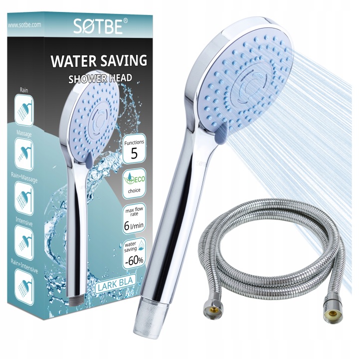 Sprchová hlavice 3 funkce s hadicí 150 cm sada pro vanu a sprchu Sotbe