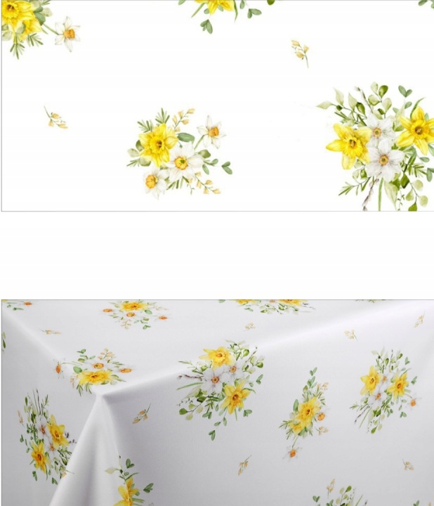 Skvrnitý Ubrus 140X290 CM Bílý Narcisy Velikonoce Jaro