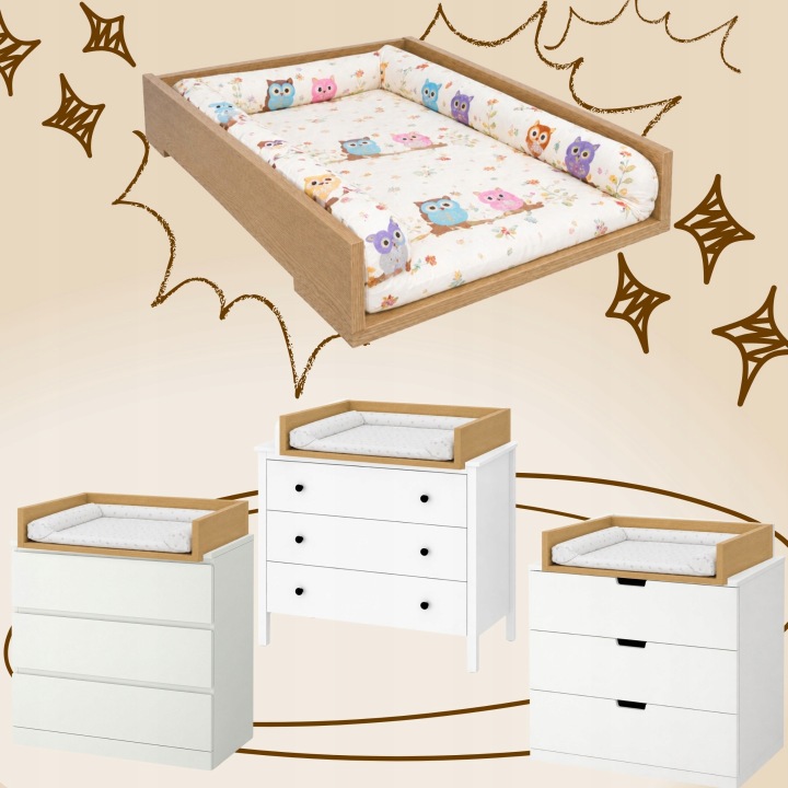 Пеленальник накладка на комод дуб TORRO універсальна 50x70 MALM HEMNES — фото 4