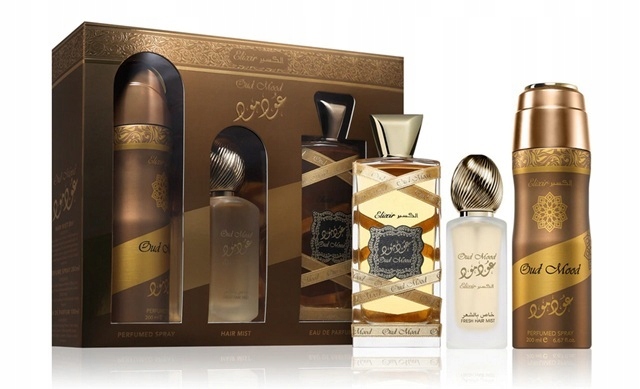 lattafa oud mood elixir woda perfumowana 100 ml   zestaw  