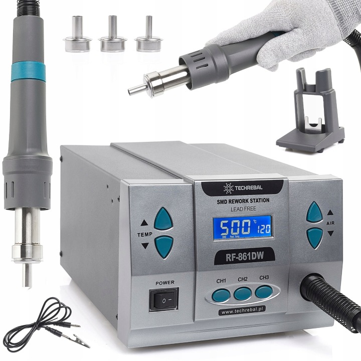 Pájecí stanice Hot Air Techrebal 861DW 1000W turbínová tryska