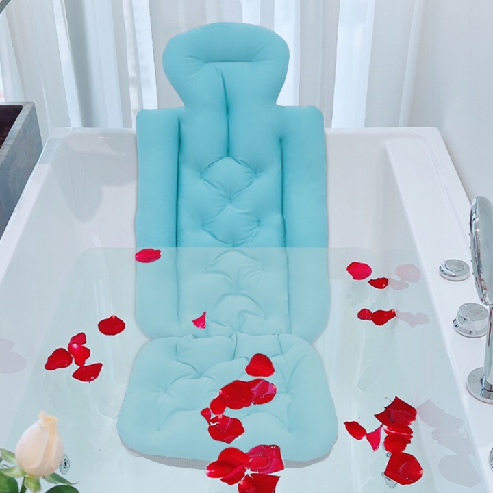 Килимок для ванни, Синя подушка для ванни з присосками 78x35x40 см — фото 3