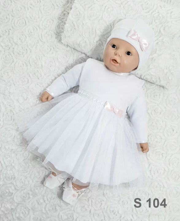 Біла сукенка бавовняна для хрещення S 104 56 Angelino