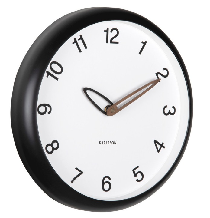 Černé Kulatý Čitelné Nástěnné Hodiny Karlsson Bella KA6043BK 30 cm