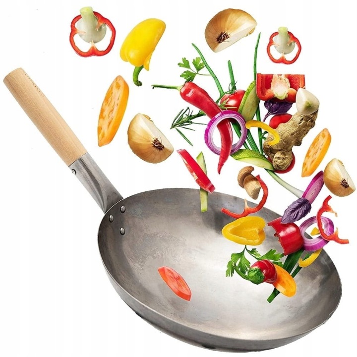 Čínská pánev Wok Ručně Kovaná Ocel Uhlíková Průměr 16 palců 41 cm Proorient