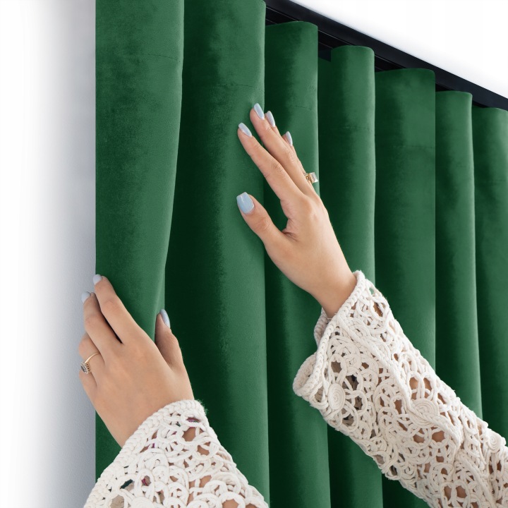 Filumi Závěs samet Velur Páska wave Lahvově Zelená Barva 400x225