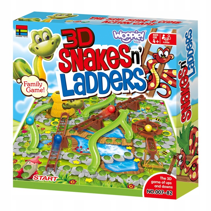 GRA PLANSZOWA WĘŻE DRABINY 3D SNAKES AND LADDERS RODZINNA 5+ WOOPIE Typ Podstawa