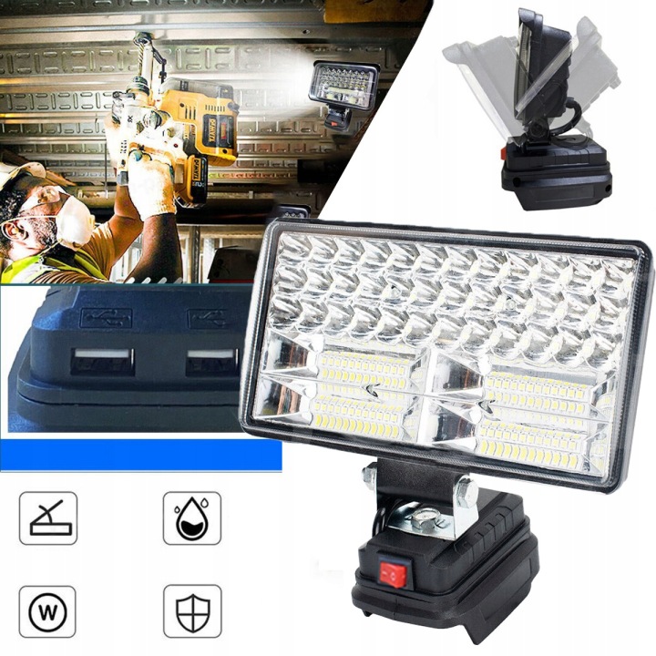 90W 8'' Nouzová Led pracovní lampa Kempingová svítilna 18V pro Makita Mit Usb