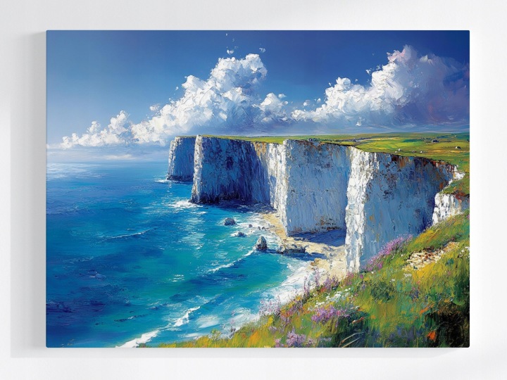 Plakát Krajina Bílé Útesy Dover Moře Skály Květiny 100x75