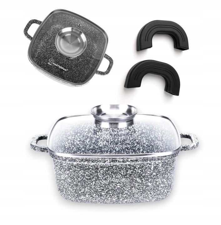 Hrnec Pekáč Hliníkový Čtverec 24 CM Granitový Mramor 4,5 L Masterpan 2108