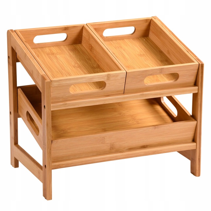 Kuchyňský Regál Bambusový Hnědý 39,5 X 26 X 35,5 CM Výsuvné Podnosy X3
