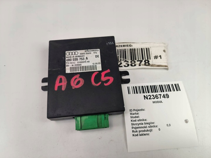 modul OBSLUGI GLOSOWEJ 4B0035753A AUDI A6 C5