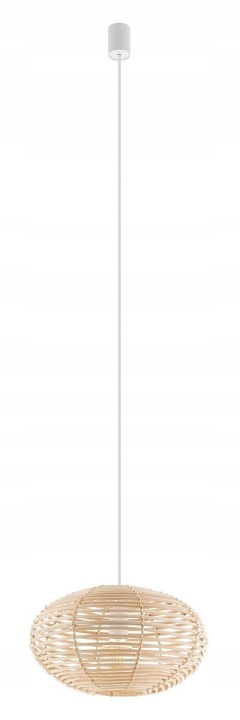 Závěsná lampa Rattan Bílá Hnědá Abažur 1xE27 40 cm Stropní Svítidlo Dům