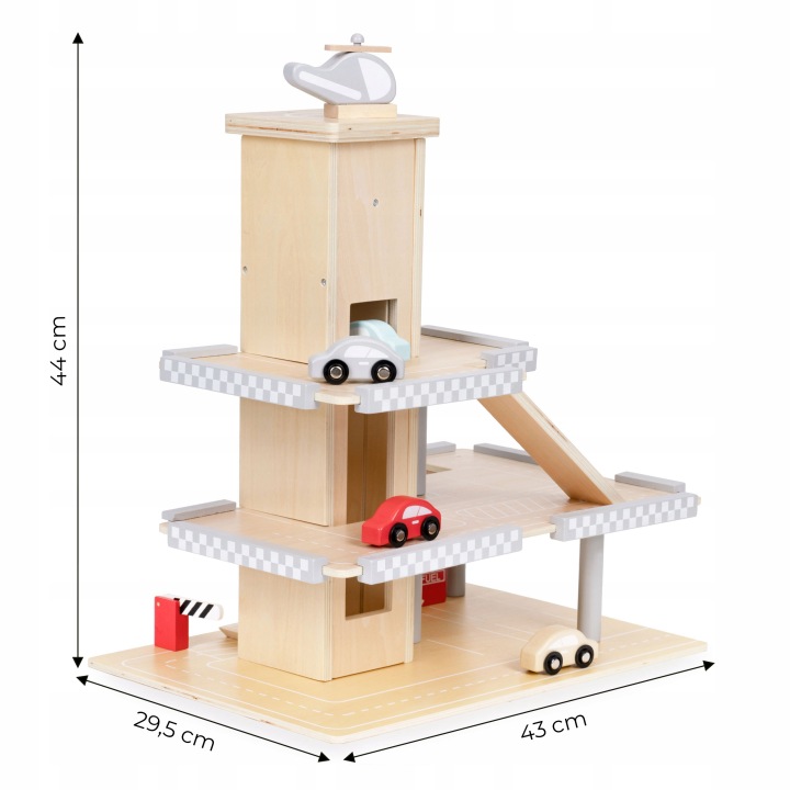 Великий Дерев'яний Трек Гараж Паркінг З Ліфтом + Машинки Ecotoys — фото 5
