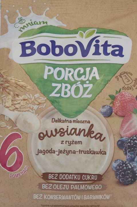Кашка BoboVita молочна вівсянка чорниця ожина полуниця 210 г