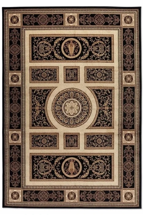 Koberec Běhoun pro chodbu do předsíně 80x240 cm, tradiční béžovo-černý