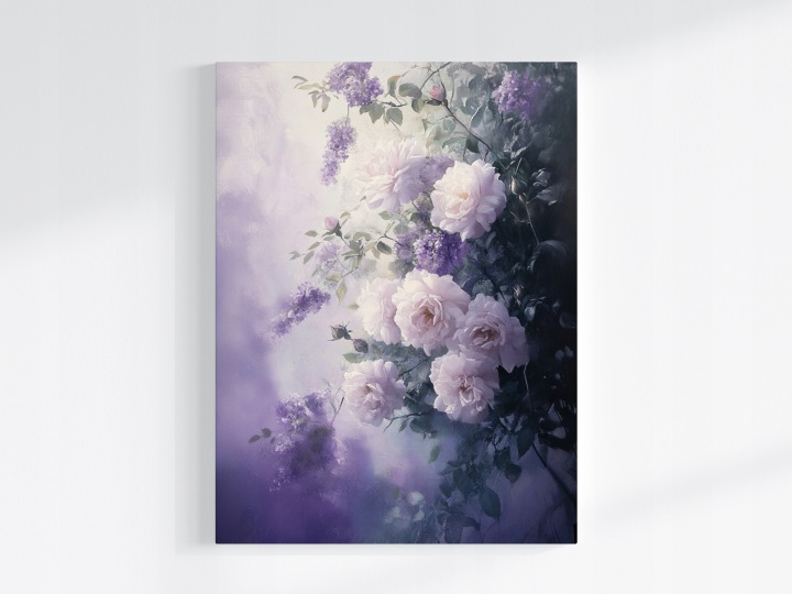 Plakát Fialové Květy Růže Bez Keřů Vintage 75x100