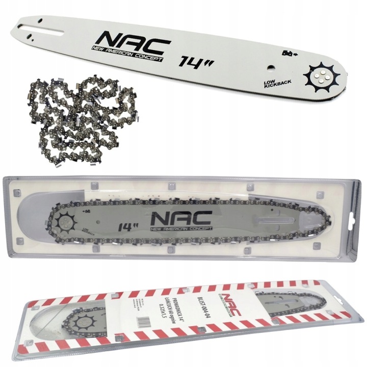 Set Nac Vodítko 14" Řetěz 60 Článků 0.325x1,5 Pro Motorovou Pilu