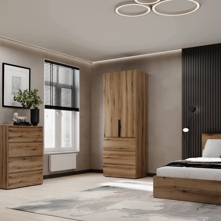 Шафа дводверна з 3 шухлядами Averon 22 Дуб Evoke Coast 80x220x50 см — фото 3