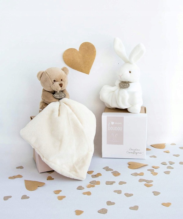 DOUDOU - м'яка іграшка кролик з пледом Doudou et Compagnie, натуральний — фото 3