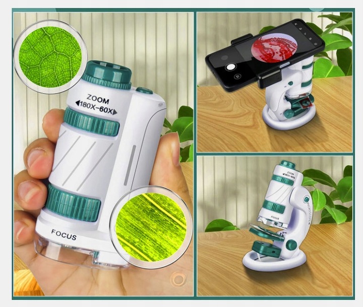 EDUCATIONAL MICROSCOPE FOR CHILDREN 2IN1 LABORATORY 60X/180X + ACCESSORIES Material plastic