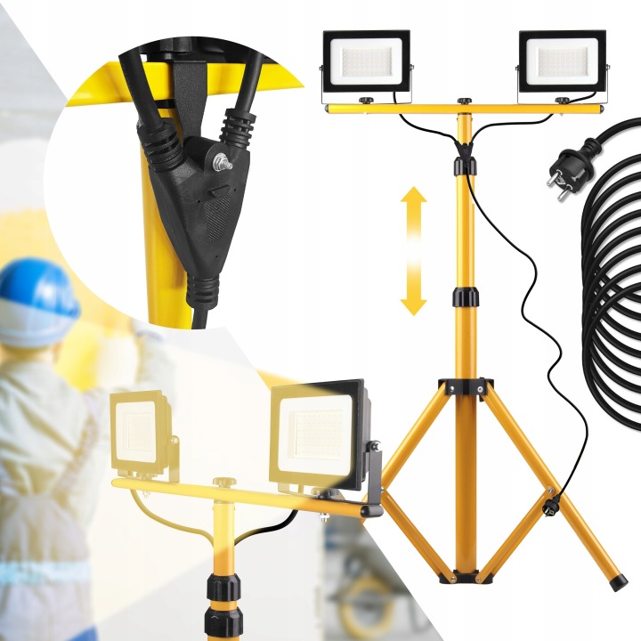 Stavební Lampa Halogen Led Na Stativu Dvojitý Osvětlovač 2x50W IP65