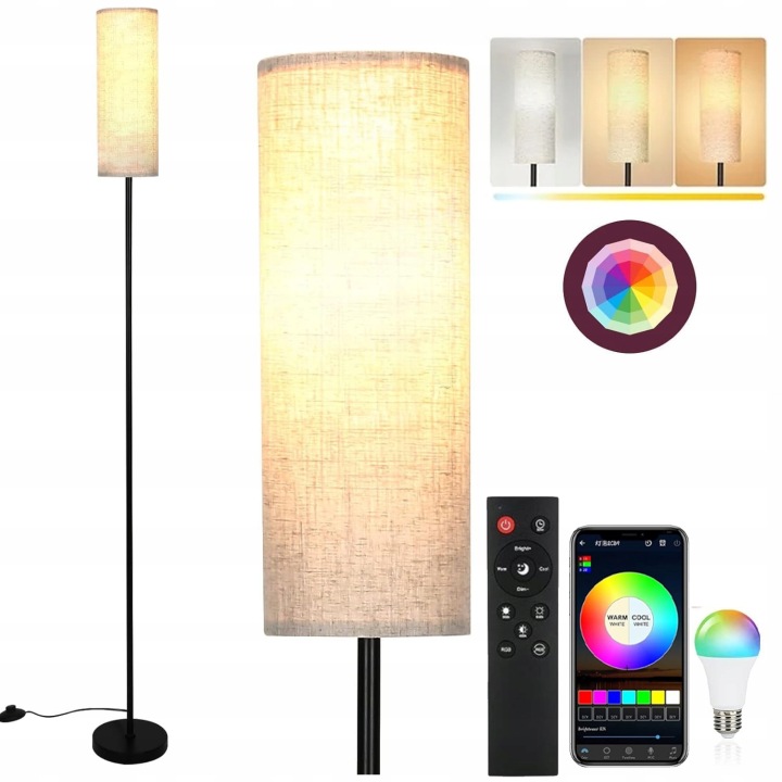 Stojací Lampa Boho S Jutovým Stínítkem, Přírodní Stínidlo, 173 CM
