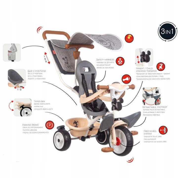 Велосипед триколісний Smoby Baby Balade Коричневий, Сірий Уцінка (виставковий) — фото 6
