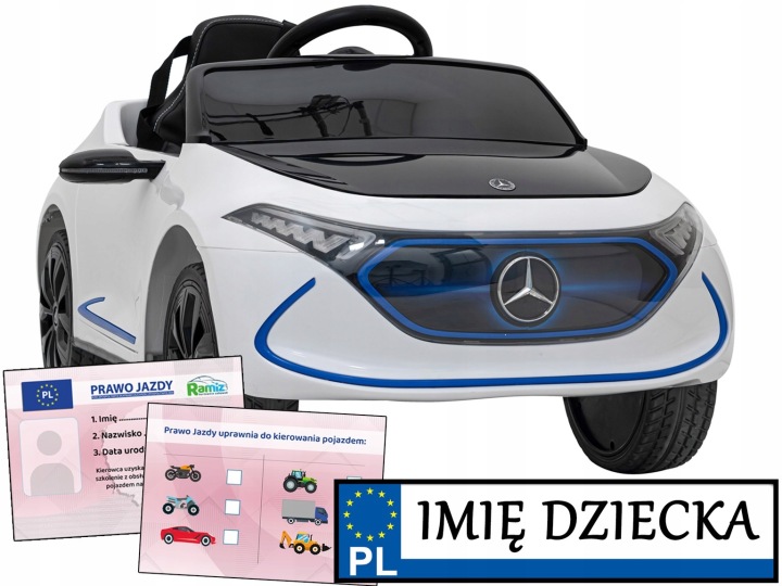 Mercedes Benz AMG EQA для дітей Білий 2x35 Вт акумулятор 12 В/7 Аг + Пульт