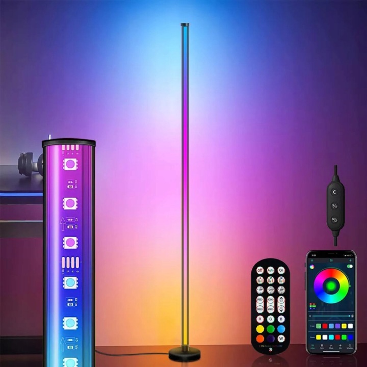 Stojací Rgb hudební lampa černá rohová Dálkový Ovladač aplikace 120 cm