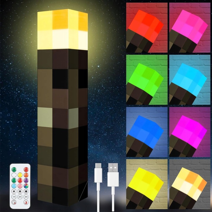 Лампа смолоскип PIXEL MC LED RGB ефект полум'я пульт таймер для офісу — фото 2