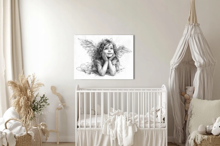 Plakát Grafika Kresba Dítě Dívka Anděl 100x75