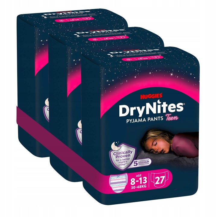 HUGGIES Трусики-підгузки DryNites Штани 13+ (49-60 кг) Girl 3x9 шт.