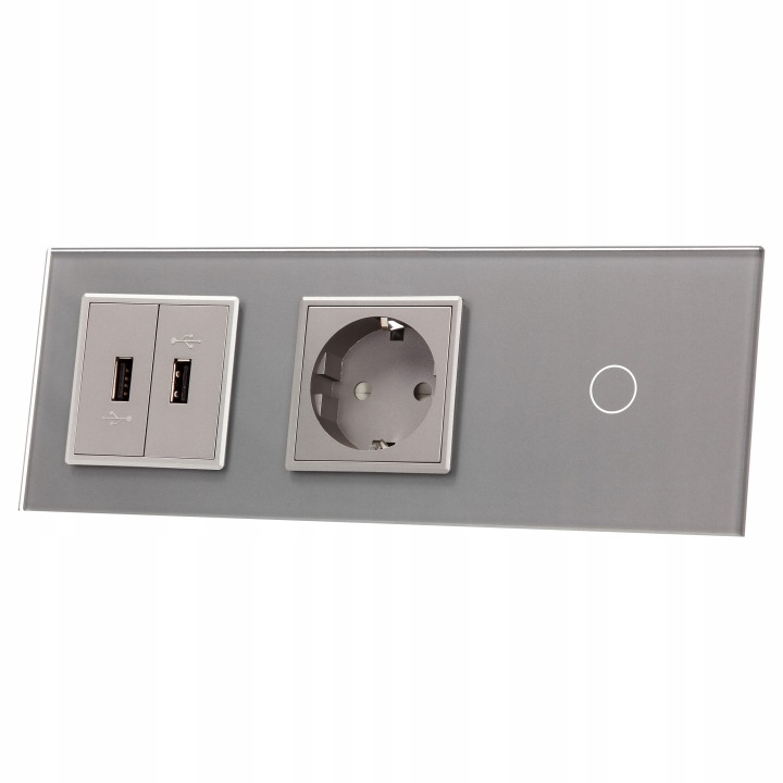 701G2USB-64 Vypínač jeden.+zásuvka+2xUSB Livolo