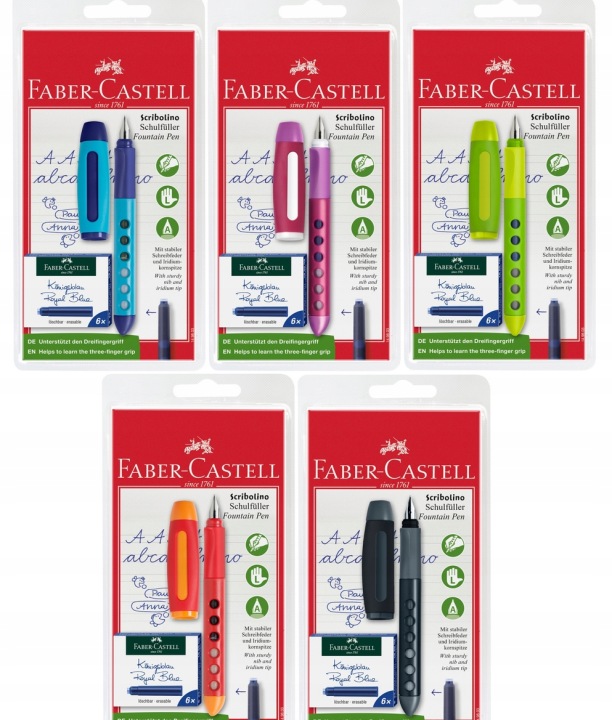 Перова ручка FABER-CASTELL SCRIBOLINO для правшів 6 шт. патрони (вживаний) — фото 4