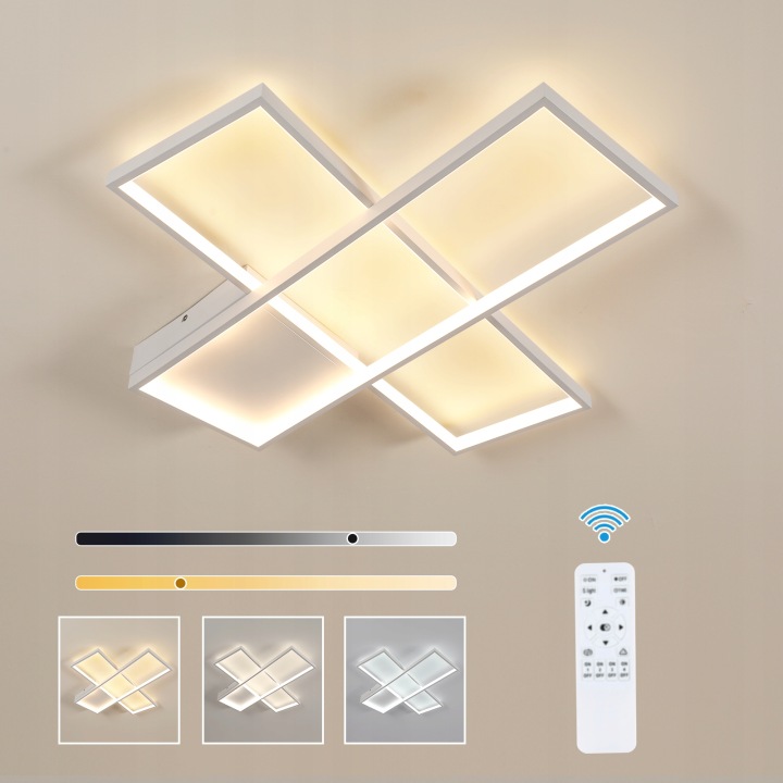Led Stropní Svítidlo Závěsné Bílé Čtvercové do Obýváku Stímatelné Dálkové Ovládání 30W