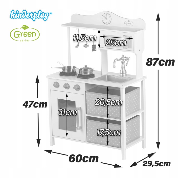 KINDERPLAY DREWNIANA KUCHNIA DLA DZIECI + ŚWIATŁO Waga produktu z opakowaniem jednostkowym 9 kg